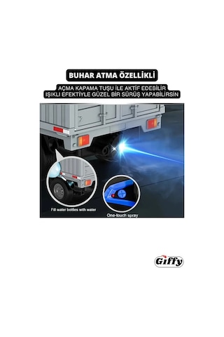 Uzaktan Kumandalı Rc Kamyonet ,buhar Atan, Şarjlı, Ses Efektli, Işıklı, Kapıları Açılan, 2.4 Ghz Mavi
