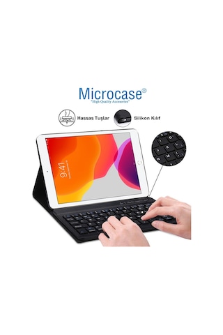 Apple Uyumlu iPad 7.Nesil 10.2 Inç 2019 Bt Klavye Mouse + Standlı Kılıf - Bkk6