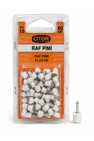 Raf Pimi Plastik Beyaz - 60 Adet Çelik Çivili Raf Destek Pimi