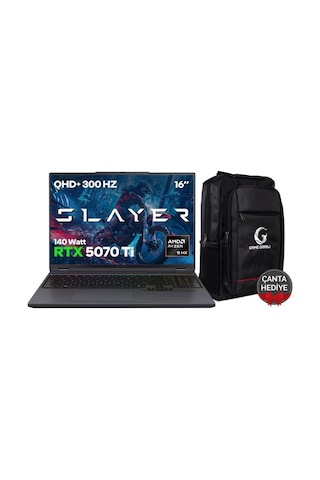 Game Garaj Slayer R9T-5070TI-C3 R9-9955HX 32 GB 2 TB SSD RTX5070Ti 16" Free Dos Dizüstü Bilgisayar