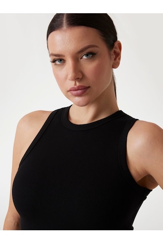 Guess Edie Ribana Örgülü Kadın Crop Atlet V3gp19k8rt2 Siyah