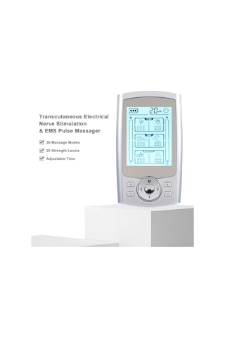 Maiyame Usb Şarjlı 36 Modlu Tens/ems Akım Masaj Cihazı - Omuz Boyun Fizyoterapi, 20 Seviye Güç Ayarı, Gümüş Renk, Taşınabilir Gümüş