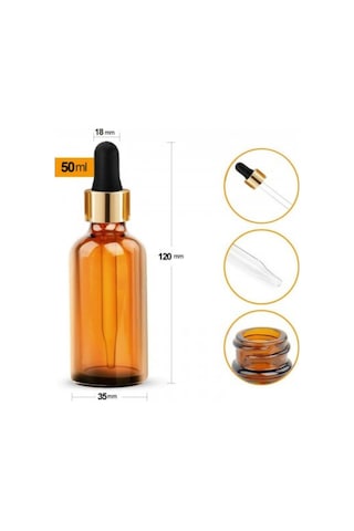 50ml Kahverengi Cam Damlalıklı 25 Adet, Siyah Kapak, Ecza Şişesi, Damlalıklı Şişe, Propolis Şişesi, Damlatmalı Şişe, Saç Serum Şişesi, Ecza Şişesi Diğer