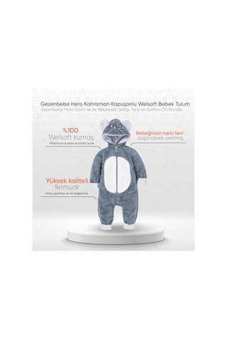 Gezenbebe Hero Kahraman Kapüşonlu Welsoft Bebek Tulum Çok Renkli