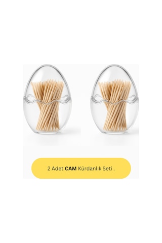 2'li Cam Yumurta Kürdanlık Seti Şeffaf