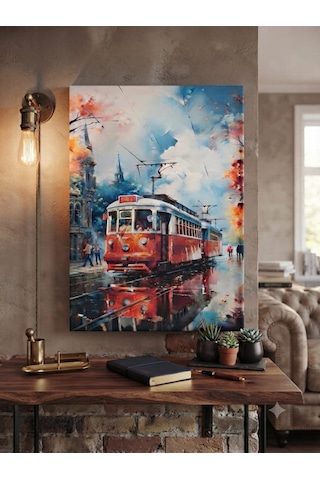 Tablo 40x60cm Orta Boy Kafe Ve Restoran Hediyelik Duvar Aksesuarı Tren Siyah