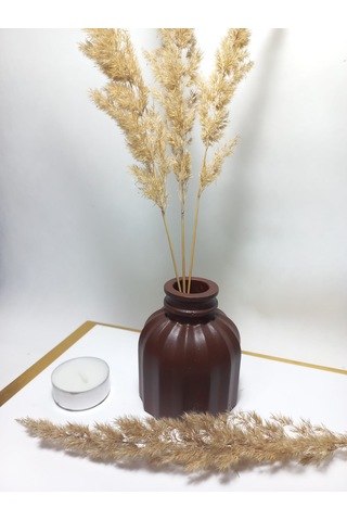 İnce Çizgili Vazo - Modern & Minimal Dekoratif Obje, Salon Ve Ofis Çiçeklik, Antiquity Gold Gold