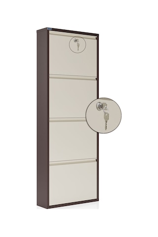 Ceha Kilitli 4'lü Metal Ayakkabılık Kahverengi - Krem - K.AYK-4 /AB8317-AB1013/KL Kahverengi - Krem