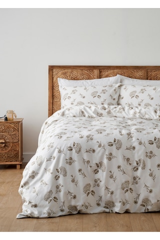 Bella Maison %100 Pamuk Saten Bridget Çift Kişilik Nevresim Seti Beyaz 200x220 Cm Beyaz-bej