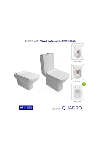 Kare Duroplast Quadro Yavaş Kapanan Klozet Kapağı