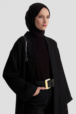 Armine Trend Zebra Desenli Salaş Kesim Cepli Hırka 25kt522 Siyah