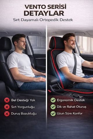 Suzuki Vitara 2015 Ve Sonrası Uyumlu Vento Serisi Siyah Kırmızı 2'li Minder Seti