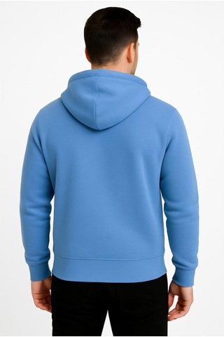 Axxel Erkek Mavi Fermuarlı Kapüşonlu Sweatshirt 3 İplik Şardonlu-w590 Mavi