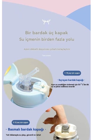 Pazly Yeşil Yeş Termos Paslanmazçelik Karikatür Jian Geyikçocuk Fincan Fan 304 Hc Yeşil