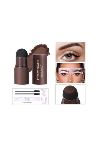 Yifomall Kaş Şablonu Seti - 12 Adet Kalıp Ve 2 Fırça İle Kalıcı Su Geçirmez Kaş Makyajı Koyu Kahverengi