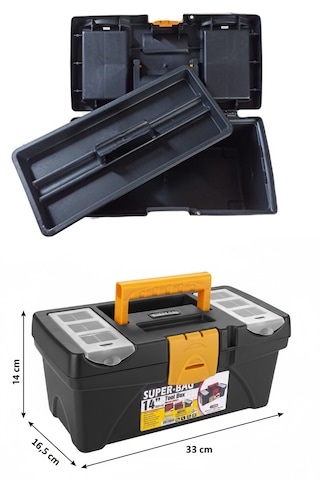 Takım Çantası Alet Kutusu Kapaklı Mini Bölmeli Organizer Dayanıklı Plastik Malzeme 14'' 14 İnç