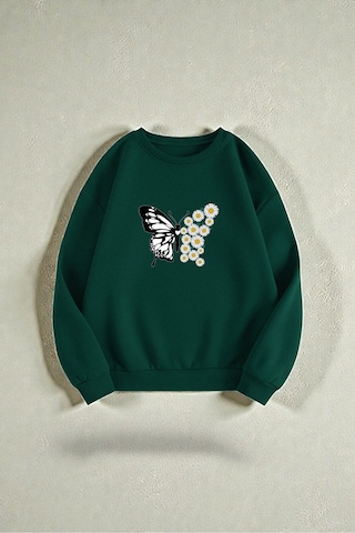 Uyguntarz Çok Renkli En Sevilen Papatya Serisi Baskılı Sweatshirt 3'lü Fırsat Paketi