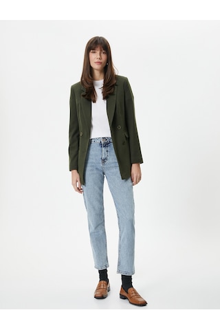 Koton Yüksek Bel Kot Pantolon Dar Düz Paça Esnek - Eve Slim Jean Açık İndigo 4wal40312md 4WAL40312MDLGT Açık İndigo