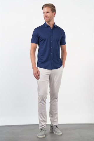İmza Lacivert İtalyan Yaka Kısa Kol Cepsiz Slim Fit Pamuklu Gömlek 1004260158