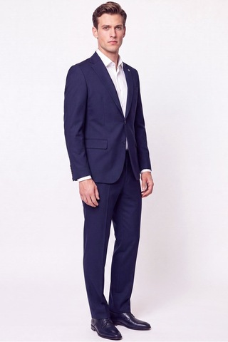 Efor Slim Fit Mono Yaka Çift Yırtmaç Yünlü Lacivert Takım Elbise Tk 949