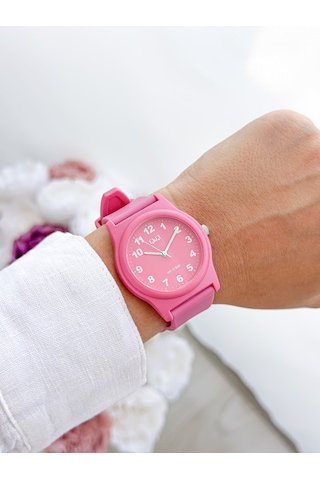 Q&q Renkli 10 Atm Su Geçirmez Unisex Kol Saati Pembe