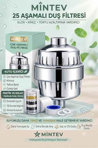 Modern Duş Filtresi 25 Aşamalı Kireç Önleyici & Klor Azaltıcı Arıtmalı Duş Başlığı Filtresi Çok renkli