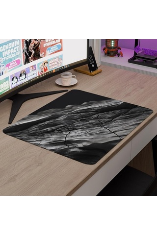 Siyah Mermer Desenli Gaming Mouse Pad Kauçuk Kaymaz Taban Mousepad V1, 48x40 Xxl