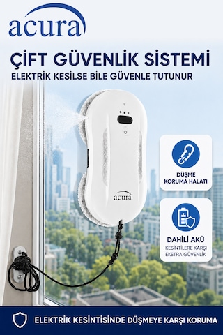 Acura AC-140 Sıvı Püskürtmeli Aı Cam Silme Robotu Uzaktan Kumandalı + 8 Yedek Ped