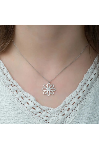 925 Ayar Gümüş Çiçek Bayan Gümüş Kolye T5114 599599 Gümüş