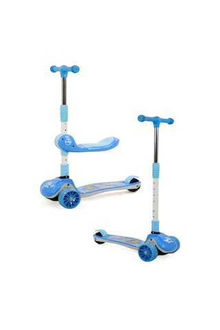 Maxi Taxi Zoomy Oturaklı Işıklı Katlanabilir Scooter Mavi