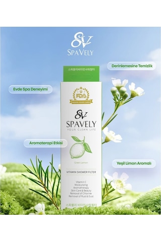 Spavely Yeşil Limon Duş Başlığı Filtresi Arıtması Güney Kore Menşei Klor Kireç Karşıtı Hoş Kokulu 150 Gr Beyaz