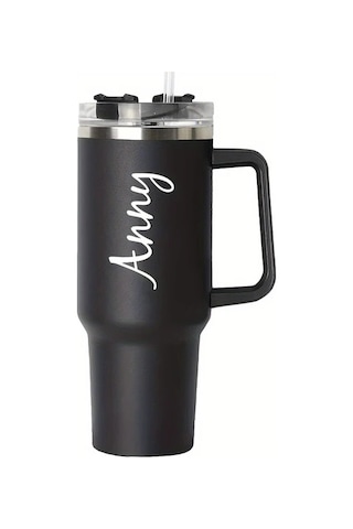 Brightnova Black- Dz0004 Kişiselleştirilebilir 40oz Paslanmaz Çelik Termos Matara Kapaklı Ve Pipetli Hediye 07 Beyaz