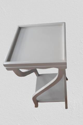 Fiskos Çiçeklik 4ayak Spiral Model Parlak Ihlamur Ağacı Ayak Parlak Beyaz Mdf Tabla El Yapım
