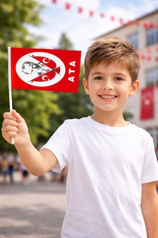 Çubuklu Kağıt Türk Bayrağı 40 Lı Set 12x20 Cm 23 Nisan, Okul Etkinliği, Tören Ve Kutlamalar İçin Tek Ebat