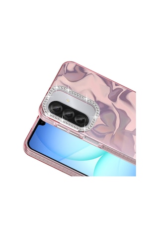 Samsung Galaxy Uyumlu A37 Kılıf Airbagli Parlak Taş Detay Tasarımlı Esila Kılıf Pembe