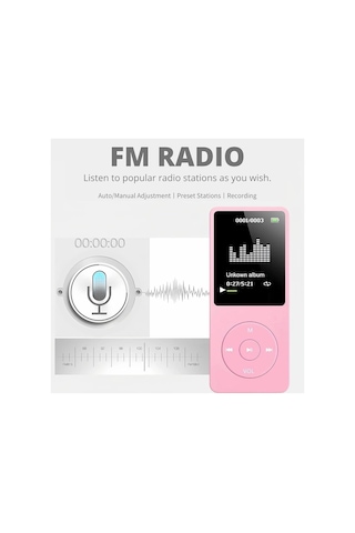 1049mp 8gb Hafıza Kartı li Ekranlı Mp3 Çalar Dahili Hoparlör Fm Radyo Bluetooth Müzik Çalar