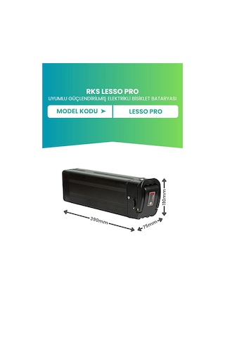 Rks Lesso Pro Uyumlu Batarya Ultra Yüksek Kapasite 36v 20ah Güçlendirilmiş Elektrikli Bisiklet Bataryası Siyah