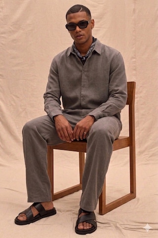 Tarz Cool Erkek Haki Tencel Kumaş Oversize Gömlek Pantolon Takım Rahat Kesim Yazlık Kombin