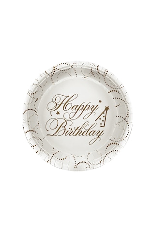 Tabak Elegant Happy Birth.beyaz Noktalı 23cm 6lı