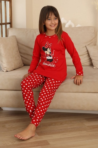 Miniğimin Cicileri Mnn Puantiye Baskılı Kız Çocuk Pijama Takı... Kırmızı
