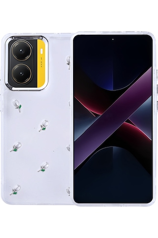 Noktaks - Xiaomi Uyumlu Xiaomi Poco X7 Pro - Kılıf Airbag Tasarımlı Simli Şeffaf Koruyucu Kutup Kapak - Lale T37076 Lale