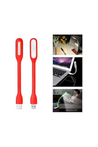Usb Led Lamba Katlanabilir Pc Laptop Klavye Aydınlatma Esnek Bükülebilir Powerbank/bilgisayar/laptop Gibi Usb Bağlantısı Olan Cihazlarda Kullanabilirsiniz Kırmızı
