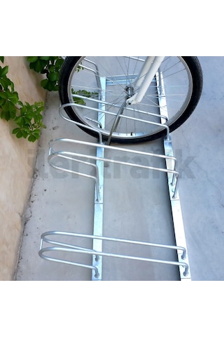 Bisiklet Park Yeri Dörtlü Galvaniz, Park Sehpası 40x140 Cm-1119 Gümüş