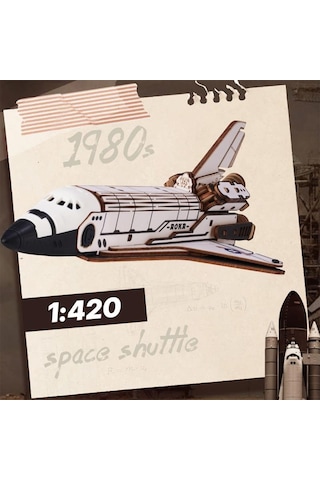 Rokr Lka02 Uzay Mekiği Space Shuttle Dıy Minyatür Maket Model Seti Ahşap 3d Wooden Puzzle 3d Model Kit Detaylı Dekoratif Hobi Seti Ahşap Maket