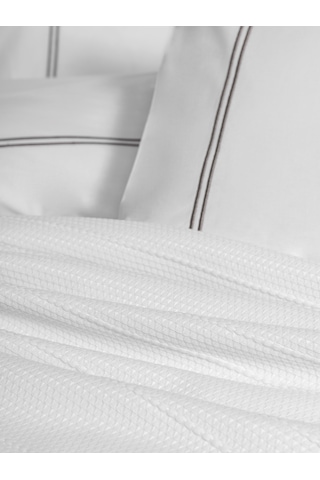 Cotton Box Classic Çeyizlik Çift Kişilik Pikeli Nevresim Takımı Mehveş Beyaz Beyaz
