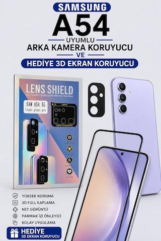 Samsung A54 Uyumlu Arka Kamera Koruyucu+ Full Ekran Koruyucu Si Yah