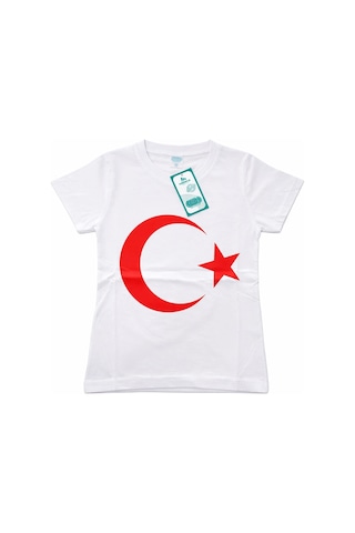 Zuzumax Ataş Çocuk Bayraklı Tişört Kırmızı & Beyaz Renk 23 Nisan, 19 Mayıs, 29 Ekim Özel Pamuklu Kısa Kol