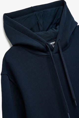 Koton Erkek Şardonlu Basic Kapşonlu Sweatshirt Lacivert