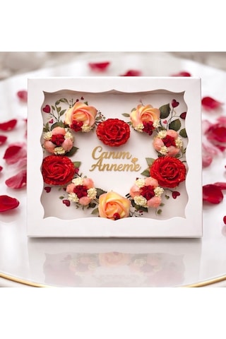 Kalp Cupcake Kutusu Asetat Pencereli 35x35x11 Ve Canım Annem'e Pleksi