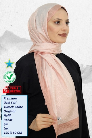 Premium Lux Original Monogram Şal İpek Vual, Yüksek Kalite, Hafif, Rahat, Şık, Tesettür, Shawl Somon